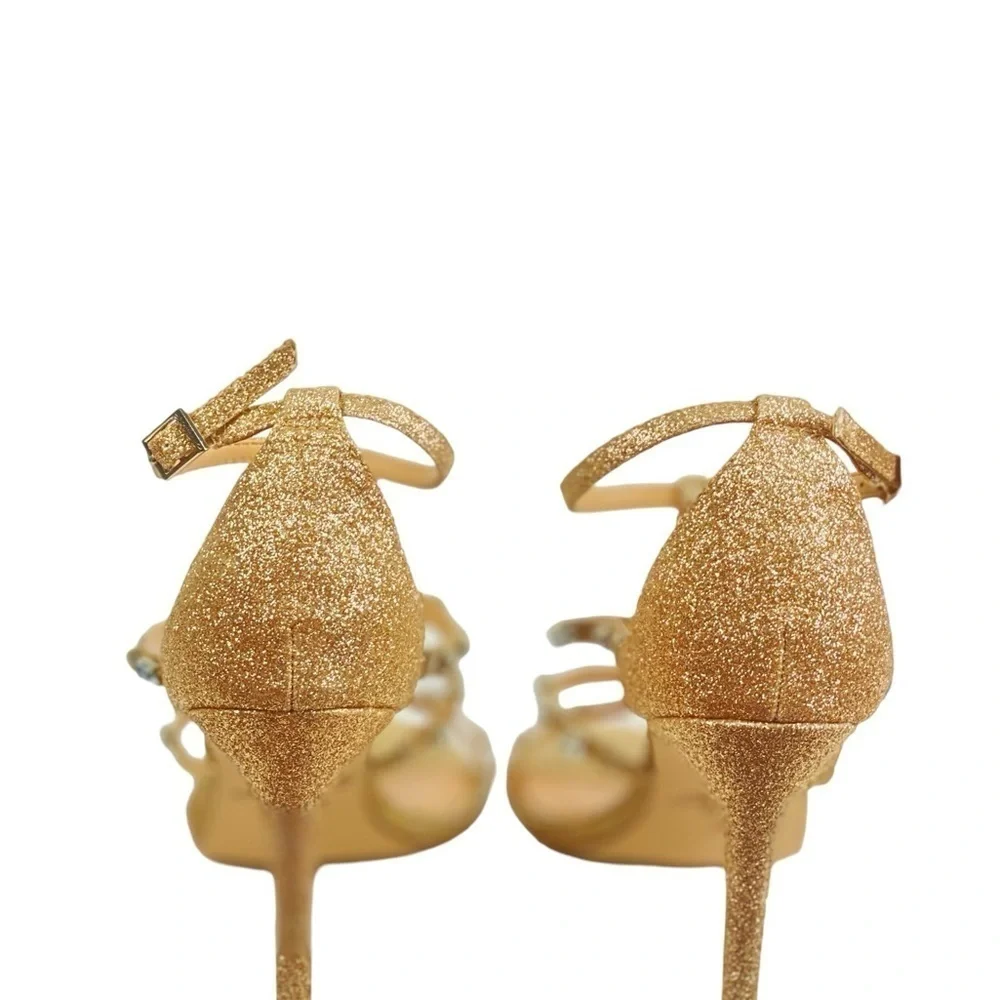 Badgley Mischka Gold Strappy Stiletto size 7.5